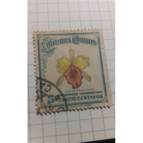 Timbre Fleur 1947 Colombie Colombia Ref T31