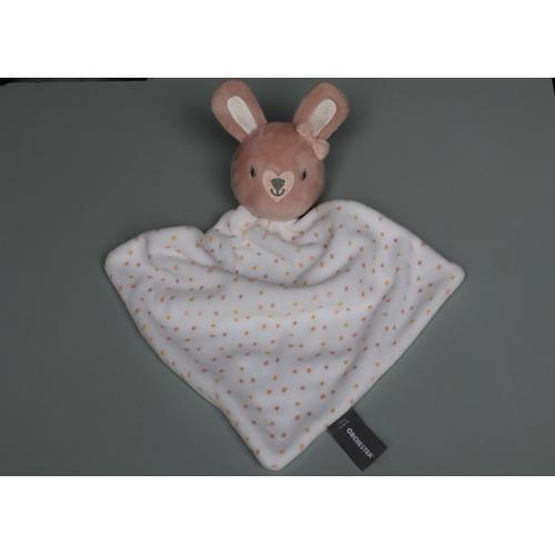 Doudou Lapin Plat Rose Blanc Orchestra