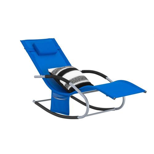 Sobuy Bain De Soleil Chaise Longue Fauteuil À Bascule Avec Appui-Tête Et Pochette Latérale Et Repose-Pieds Transat De Jardin Rocking Chair Confortable, Ogs28-Kb