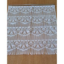 Petit Rideau Motifs Fleurs Finitions Franges Avec Tringle