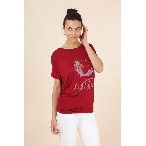 T-Shirt Rouge Strass Femme Zeva Paris Taille Unique