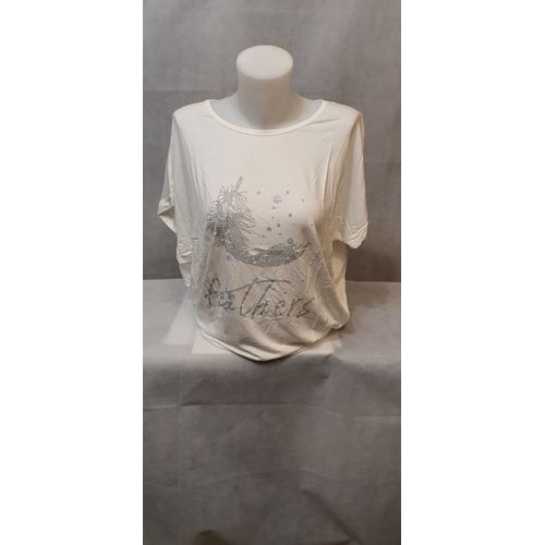 T-Shirt Blanc Strass Femme Zeva Paris Taille Unique