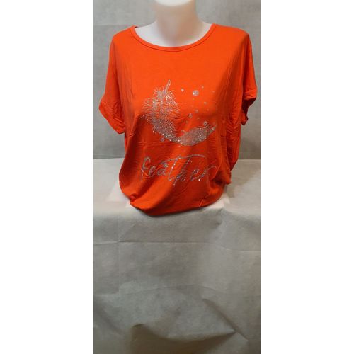 T-Shirt Corail Strass Femme Zeva Paris Taille Unique