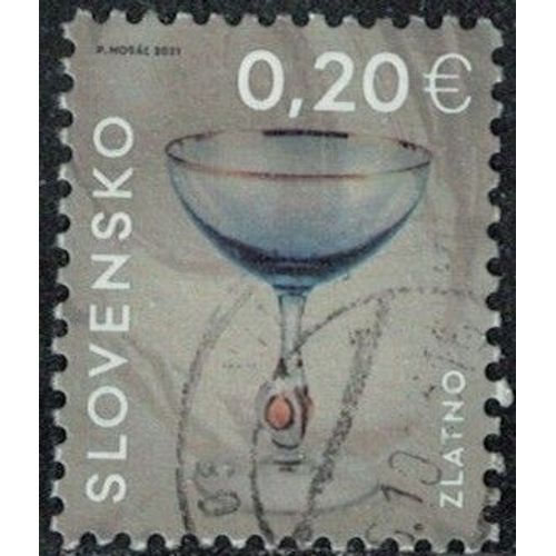 Slovaquie 2021 Oblitéré Used Industrie Verrière Verre À Vin Doré Zuzana Zlatno Y&t Sk 815 Su
