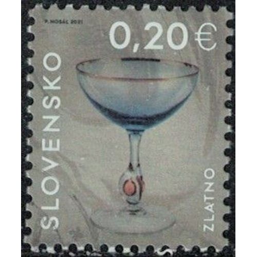 Slovaquie 2021 Oblitéré Used Industrie Verrière Verre À Vin Doré Zuzana Zlatno Y&t Sk 815 Su