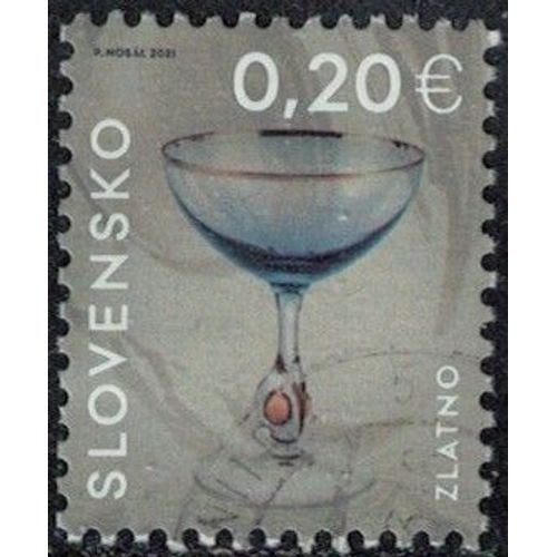 Slovaquie 2021 Oblitéré Used Industrie Verrière Verre À Vin Doré Zuzana Zlatno Y&t Sk 815 Su