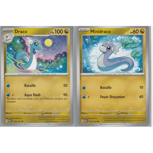 2 Cartes Pokémon Neuves - Minidraco 147/165 Et Draco 148/165 - Ev3,5 151 Mew - Sous Sleeves - Choupine50 -