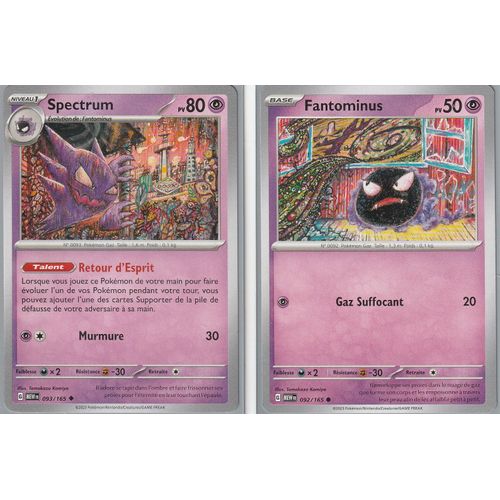 2 Cartes Pokémon Neuves - Spectrum 093/165 Et Fantominus 092/165 - Ev3,5 151 Mew Sous Sleeves - Choupine50 -