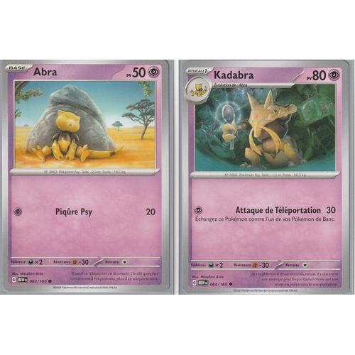 2 Cartes Pokémon Neuves - Abra 063/165 Et Kadabra - 064/165 - Ev3,5 151 Mew Sous Sleeves - Choupine50 -