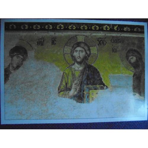 Carte Postale Couleur - Turquie Istanboul- 11 X 16 Cm Mosaïque Représentant Le Christ, La Vierge Marie Et St Jean Baptiste - Carte Non Écrite.