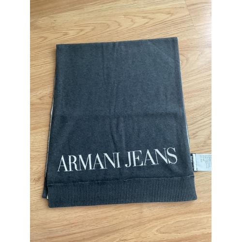 Écharpe Bicolore Laine Et Polyamide Grise Marque Armani Jeans