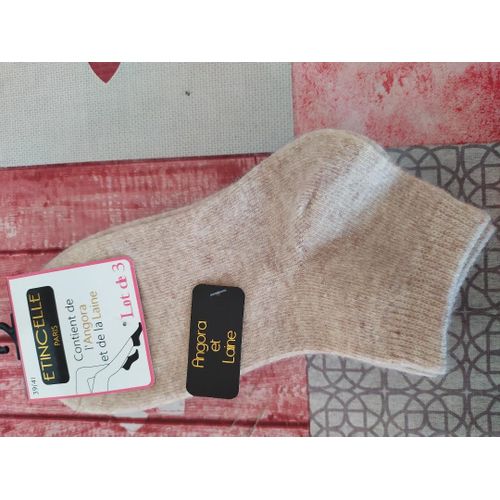 Lot De 3 Paires De Mi-Chaussettes Contient De L'angora Et De La Laine Taille 39/41