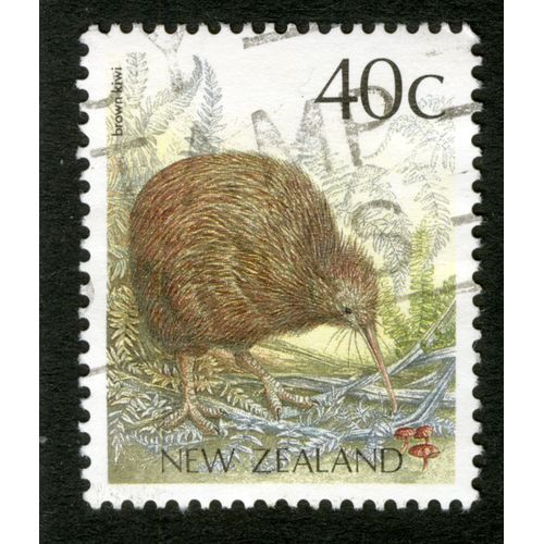 Timbre Oblitéré New Zealand, Brown Kiwi, 40 C
