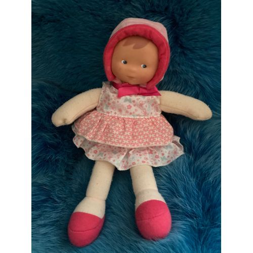 Poupée De Chiffon Châtain Rose Robe À Volants Motifs Papillons C?Ur Fleurs Corolle 27 Cm