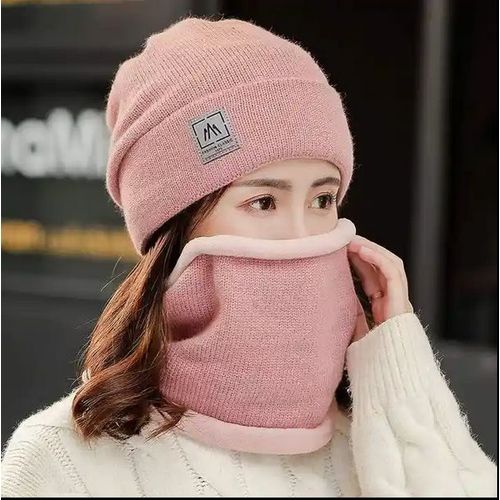 Bonnet Cache Cou- Femme Ensemble Echarpe Bonnet Femme D'hiver, Chapeau Tour De Cou Doublure Molleton Doux Cache Cou Épais Élastique Chauffe-Cou Bonnets, Bonnet Écharpe Ensemble