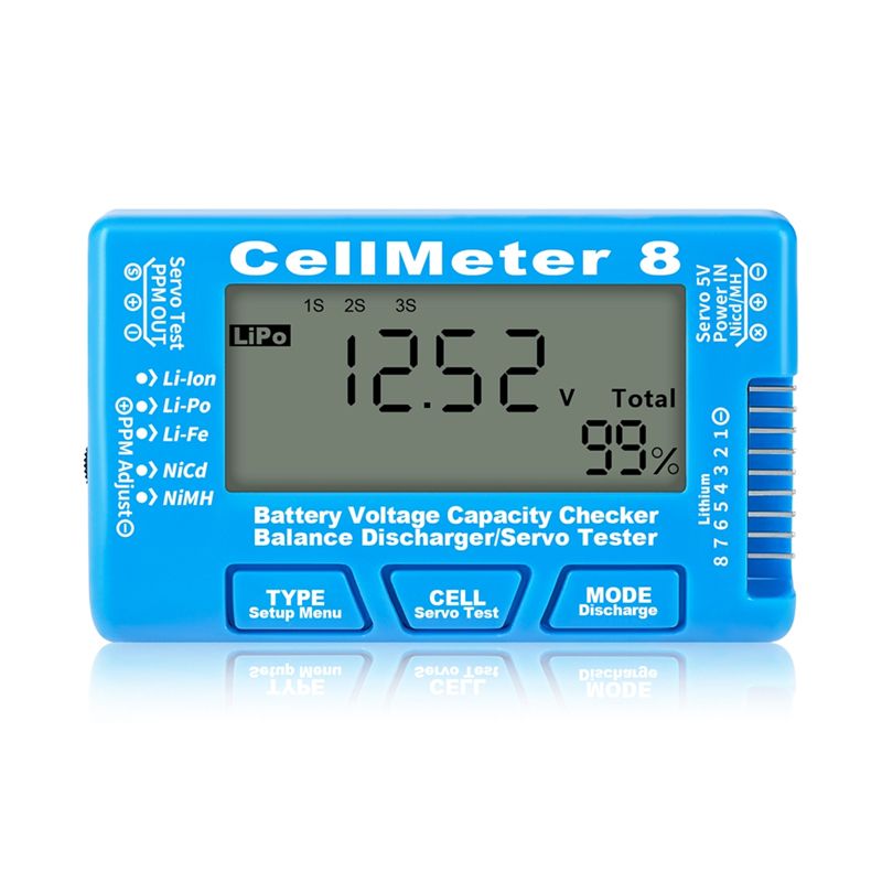 Rc Cellmeter 8 Digital Battery Capacity Checker Controller Tester Testeur De Tension Pour Li-Ion Nimh Nicd Cell Meter Bleu