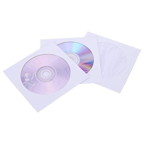 Étuis Pour Cd Dvd, Support De Pochettes Pour Enveloppes En Papier Pour Support Cd Dvd Avec Fenêtre Transparente, Fermeture À Rabat Blanc, Paquet De 100