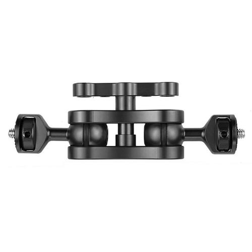 Double 1/4 Adaptateur De Tête De Boule Bras Magique Pince De Crabe 3/8 Moniteur De Champ De Lumière Support De Support De Caméra - Noir