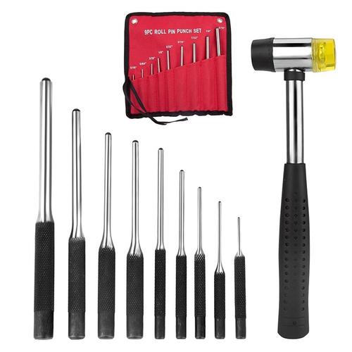 9pc Acier Tête Ronde Broches Poinçon Set Ajusteur Poinçon Chasse Remover Pin Punch Outils Accessoires Supprimer Réparation Ciseau Outil