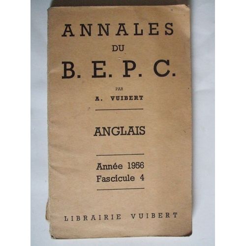 Annales Du Bepc Anglais Année 1956 Fascicule 4