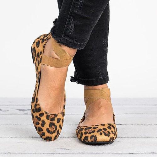 Automne Vintage Grande Taille Nouvelle Maman Chaussures (Leopard - 40) Une Paire