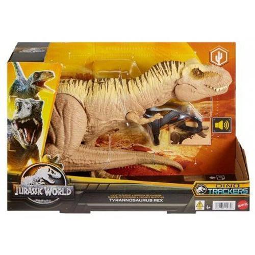 Jurassic World - T Rex Morsure Ultime Avec Sons 49 Cm - Chasse Et Attaque - Figurine Articulee - Set Dino Trackers Et Carte