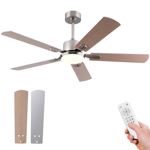 Ventilateur de Plafond avec Lumière et Telecommande,132CM Ventilate...
