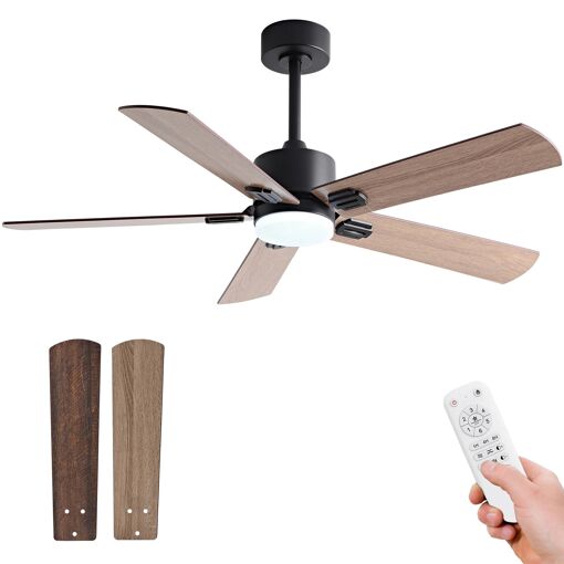 Ventilateur de Plafond avec Lumière et Telecommande,107cm Ventilate...