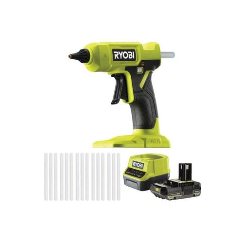 Pack RYOBI 18V Pistolet à colle - 15 bâtons de colle - 1 Batterie 2,0Ah - 1 Chargeur 2,0Ah