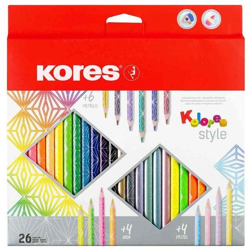 Kores Crayon Couleur Triangulaire "Kolores Style", Étui 26