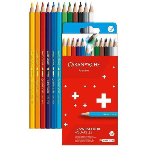 Caran D'ache Crayons De Couleur Swisscolor Aquarelle Étui De 12