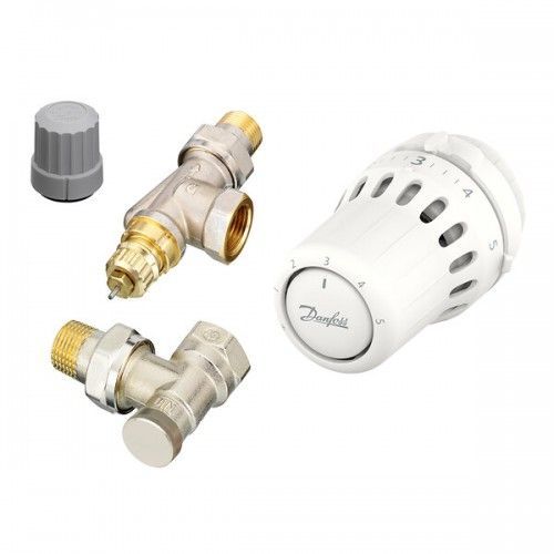 Kit thermostatique complet tête + corps RA-FN 15 équerre inversée + coude de réglage - React? DANFOSS