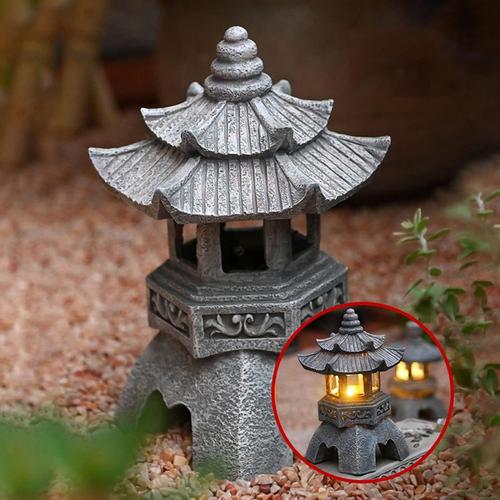 Statues De Lanterne De Pagode À Énergie Solaire, Ornements De Jardin De Lumière De Pagode De Style Japonais, Décorative pour Pelouse-YuanBest