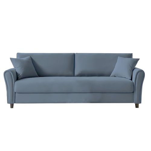 Canapé Droit En Tissu 4 Places Bleu Clair Lucerne
