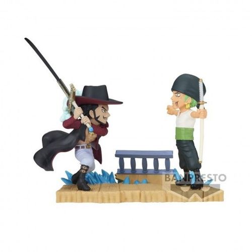 Figurine One Piece - Roronoa Zoro Vs Dracule Mihawk Wcf Log Stories 7cm