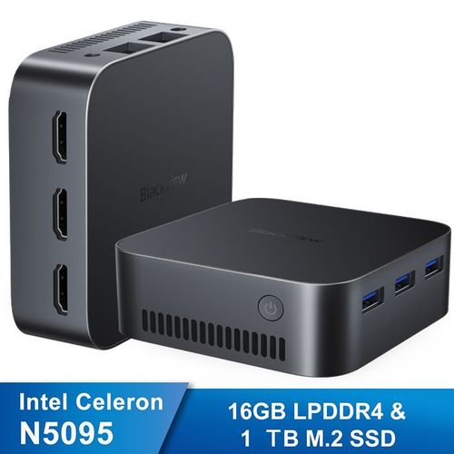 Mini PC Blackview MP80 Intel N5095 2.9 GHz, Windows 11 Pro,16 Go LPDDR4 - 1 To SSD Mini Ordinateur de bureau,Wi-Fi 2.4G+5G - Noir