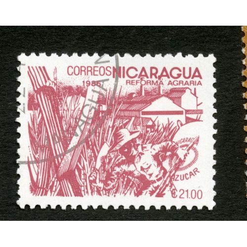 Timbre Oblitéré Nicaragua, Correos, Reforma Agraria, C 21.00