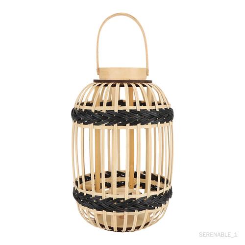 Lanterne En Bambou Vintage Avec Poignée, Abat-Jour Rustique Pour Pelouse, Modèle A