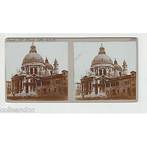 Vue Stéréoscopique Stéréo Venise Santa Maria Della Salute La Piazzetta
