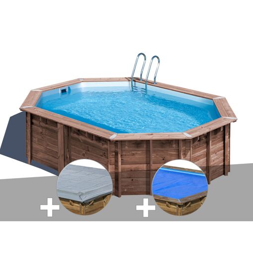Kit piscine bois Gré Bambu 5,35 x 3,35 x 1,36