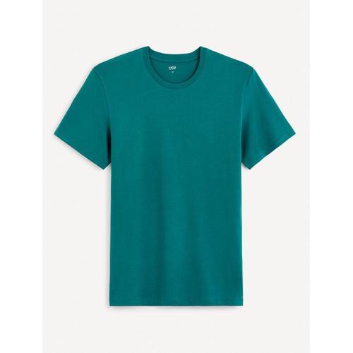 T-Shirt Straight Col Rond 100% Coton - Pétrole