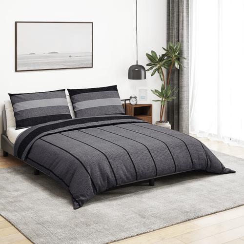 Vidaxl Ensemble De Housse De Couette Gris Foncé 225x220 Cm Coton