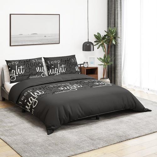 Vidaxl Ensemble De Housse De Couette Noir 260x240 Cm Coton