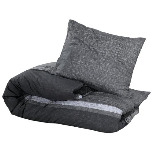 Vidaxl Ensemble De Housse De Couette Gris Foncé 200x200 Cm Coton