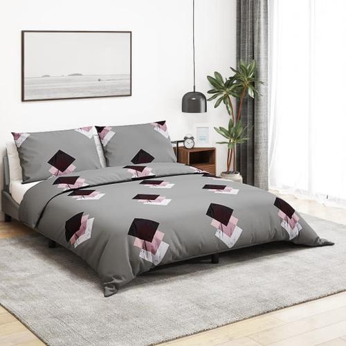 Vidaxl Ensemble De Housse De Couette Gris 260x220 Cm Coton