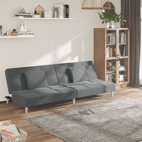 Vidaxl Canapé-Lit À 2 Places Avec Deux Oreillers Gris Foncé Tissu
