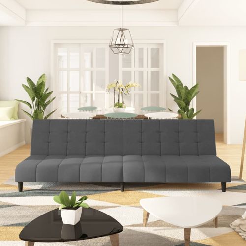 Vidaxl Canapé-Lit À 2 Places Gris Foncé Velours