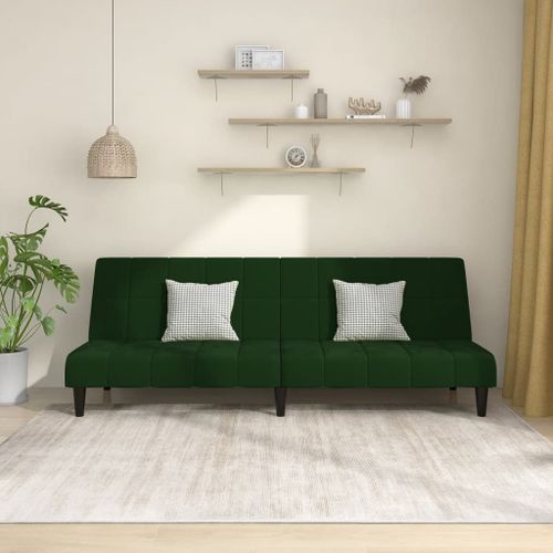 Vidaxl Canapé-Lit À 2 Places Vert Foncé Velours