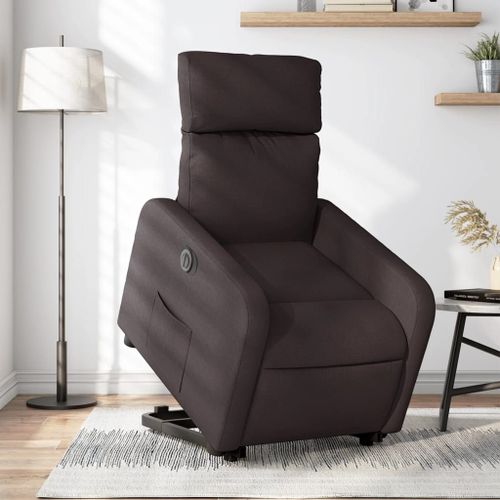 Vidaxl Fauteuil Inclinable Électrique Marron Foncé Tissu