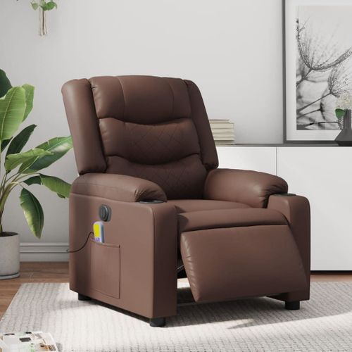 Vidaxl Fauteuil De Massage Inclinable Électrique Marron Similicuir